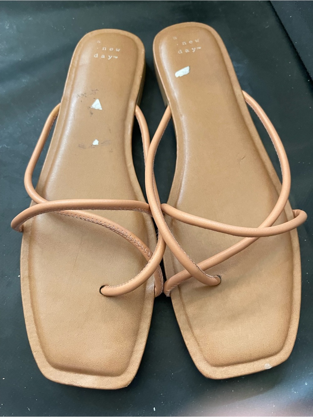 a new day Tan Minimalist Strappy Slide Sandals
